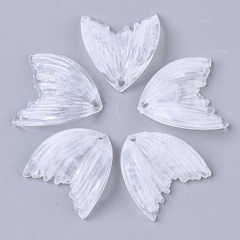 Acrylic Pendants, Imitation Gemstone Style, Wing, Clear, 27x25.5x3mm, Hole: 2mm, about 370pcs/500g