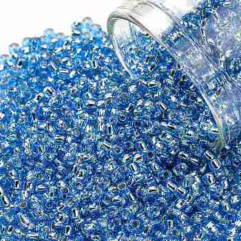 TOHO Round Seed Beads, Japanese Seed Beads, (23L) Aquamarine Silver Lined, 11/0, 2.2mm, Hole: 0.8mm, about 1103pcs/10g