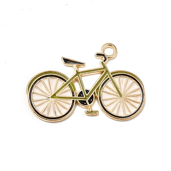 Alloy Enamel Pendants, Golden, Bicycle Charms, Black, 19x28.5x1.5mm, Hole: 2mm