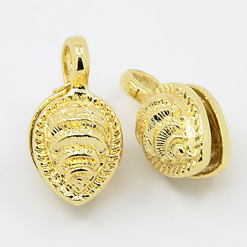 Real 18K Gold Plated Brass Buddhist Pendants, Buddha Jewelry Findings Counter, teardrop, 21x11x11mm, Hole: 3x4mm
