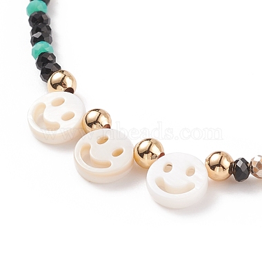 Shell Smiling Face & Glass Beaded Necklace for Women(NJEW-JN03910-04)-4