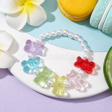 Bear Shape Acrylic Beaded Bracelets for Children(BJEW-JB10063)-2
