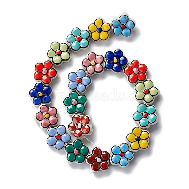 Handmade Porcelain Flower Beads Strands(PORC-F003-01D)-3