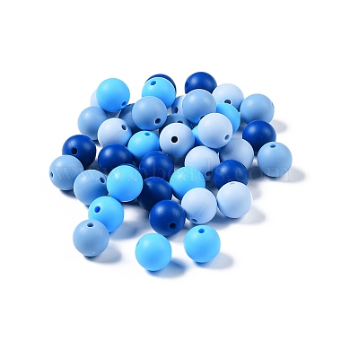 Deep Sky Blue Round Silicone Beads