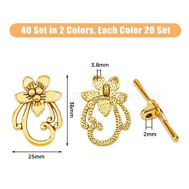 40Pcs 2 Colors Tibetan Style Alloy Flower Toggle Clasps(FIND-DC0004-34)-2
