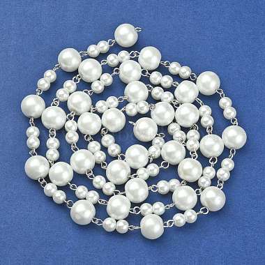 Handmade Round Glass Pearl Beads Chains for Necklaces Bracelets Making(AJEW-JB00055-01)-2