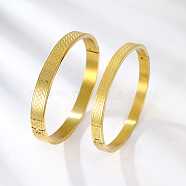 2Pcs 2 Size Stainless Steel Hinged Bangles Set, Couple Bangles for Women Men, Gold, Inner Diameter: 2-3/8 inch(6cm) and 2-1/2 inch(6.5cm), 1Pc/size(QX8085)