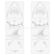 8 Sheets 4 Styles PET Waterproof Car Stickers, Self-Adhesive Decals, for Vehicle Decoration, Shark Pattern, White, 60~90x89~118x0.1mm, 2 sheets/style(DIY-GF0006-81)