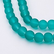 Transparent Glass Bead Strands, Frosted, Round, Light Sea Green, 8mm, Hole: 1.3~1.6mm, about 99pcs/strand, 31.4 inch(X-GLAA-S031-8mm-18)
