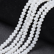 Glass Beads Strands, Imitation Jade, Faceted, Rondelle, White, 3.5x3mm, Hole: 0.4mm, about 138pcs/strand, 15.7 inch(40cm)(EGLA-A034-J3mm-D05)