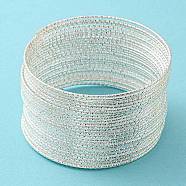Iron Wire, Textured Round, for Bangle Making, Silver, 1.2mm, Inner Diameter: 58mm(IFIN-E025-03A-S)