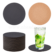 PU Imitation Leather Coasters, Cup Mats, with Cork Bottom, Flat Round, Black, 102x2mm(AJEW-WH0367-07B)