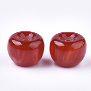 Resin Beads, Imitation Gemstone, Half Drilled, Apple, Red, 21x15.5~16mm, Half Hole: 3.5mm(RESI-S377-16E)