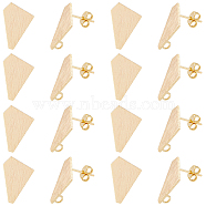 16Pcs Polygon Brass Stud Earring Findings, with Vertical Loops & 16Pcs Ear Nuts, Real 18K Gold Plated, 18x13mm, Hole: 3mm, Pin: 0.8mm(KK-FH0006-79)