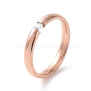 Crystal Rhinestone Simple Thin Finger Ring, 201 Stainless Steel Jewelry for Women, Rose Gold, Inner Diameter: 17mm(RJEW-I089-49RG)