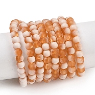 Frosted Crackle Glass Beads Strands, Rondelle, Dark Orange, 4.5x3.5mm, Hole: 0.8mm, about 222pcs/strand, 30.71''~31.10''(78~79cm)(GLAA-U001-4mm-M10)