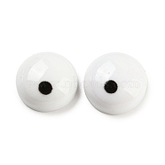 Opaque Resin Cabochons, Funny Eyes, White, 13.5x7mm(RESI-H151-09)