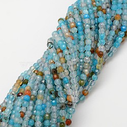 Natural Agate Bead Strands, Dyed, Faceted, Round, Turquoise, 4mm, Hole: 0.8mm, about 90~92pcs/strand, 14 inch(G-G882-4mm-C02-1)
