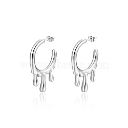 Fashionable French Stainless Steel Teardrop Pendant Earrings for Women's Daily Wear(DL0192-2)