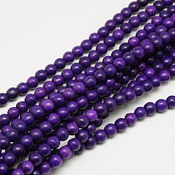 Synthetic Turquoise Beads Strands, Dyed, Round, Indigo, 10mm, Hole: 1mm, about 800pcs/1000g(TURQ-G106-10mm-02M)