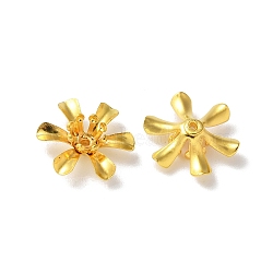 Brass Beads, Long-Lasting Plated, Rack Plating, Cadmium Free & Lead Free, Flower, Golden, 14x13x5mm, Hole: 0.9mm(KK-U057-04G-02)