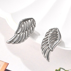 304 Stainless Steel Wing Clip-on Earrings, Magnetic 303 Stainless Steel Tray Non-piercing Earrings for Women, Stainless Steel Color, 19.5x9mm(EJEW-B116-04P)