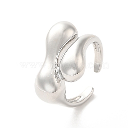 Brass Open Cuff Rings, Teardrop, Platinum, Inner Diameter: 18mm(RJEW-P098-05P)