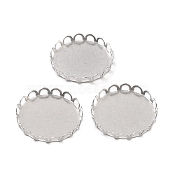 316 Surgical Stainless Steel Cabochon Tray Settings, Lace Edge Bezel Cups, Flat Round, Stainless Steel Color, 21x3mm(STAS-I187-01J-P)