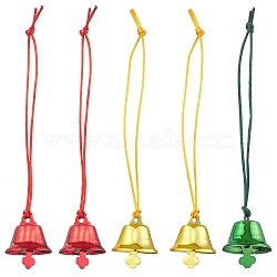 Christmas Iron Bell Pendant Decoration, Nylon Thread Hanging Ornaments, Mixed Color, 140mm, 5pcs/set(HJEW-JM02141)