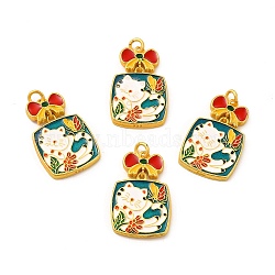 Alloy Pendants, with Double-Sided Enamel and Jump Ring, Gift Box with Cat Charm, Colorful, 29x18x2.5mm, Hole: 3mm(ENAM-L038-I01)