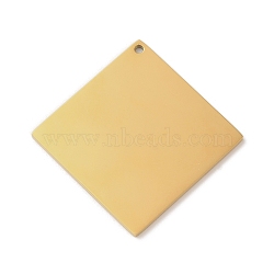 Ion Plating(IP) 304 Stainless Steel Pendants, Stamping Blank Tag, Rhombus Charm, Real 18K Gold Plated, 41.5x41.5x1.5mm, Hole: 1.6mm(STAS-K270-20G)