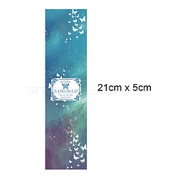 Starry Sky Theeme Handmade Soap Paper Tag, Both Sides Coated Art Paper Tape with Tectorial Membrane, for Soap Packaging, Rectangle with Word Natural HANDMADE May you come into a good fortune!, Light Sea Green, 210x50mm(DIY-WH0243-381)