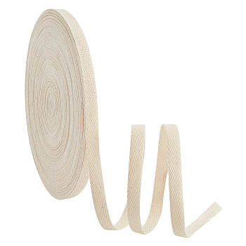 Flat Polycotton Twill Tape Ribbon, Herringbone Ribbon, Cornsilk, 10x0.6mm