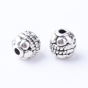 Tibetan Style Alloy Spacer Beads, Oval, Cadmium Free & Lead Free, Antique Silver, 5~5.5x6mm, Hole: 1mm