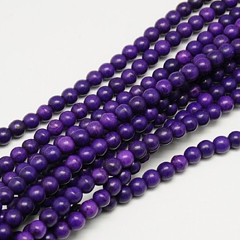 Synthetic Turquoise Beads Strands, Dyed, Round, Indigo, 10mm, Hole: 1mm, about 800pcs/1000g