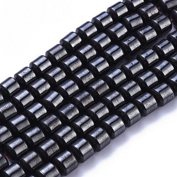 Magnetic Synthetic Hematite Beads Strands, Drum, Black, about 8mm in diameter, hole: about 1mm, 16 inch