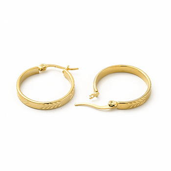 201 Stainless Steel Grooved Arrow Hoop Earrings with 304 Stainless Steel Pin for Women, Golden, 18x21x2mm, Pin: 0.6x1mm