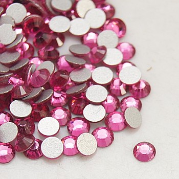Glass Flat Back Rhinestone, Grade A, Back Plated, Faceted, Half Round, Rose, 6.3~6.5mm, about 288pcs/bag