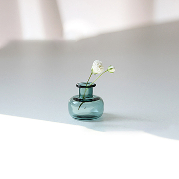 Transparent Miniature Glass Vase Bottles, Micro Landscape Garden Dollhouse Accessories, Photography Props Decorations, Teal, 20x20mm