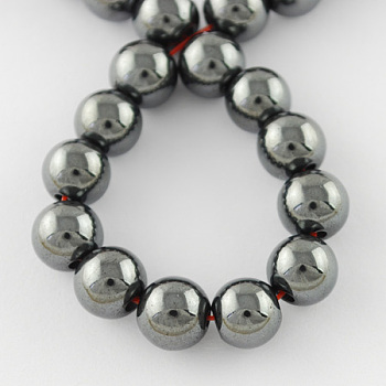 Non-magnetic Synthetic Hematite Beads Strands, Grade A, Round, Black, 8x7mm, Hole: 1.8mm, about 50pcs/strand, 15.5 inch