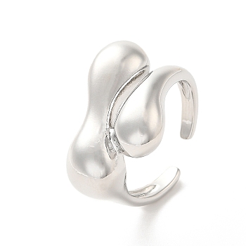 Brass Open Cuff Rings, Teardrop, Platinum, Inner Diameter: 18mm