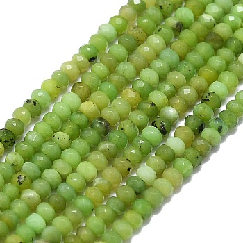 Natural Jade Beads Strands, Faceted, Rondelle, 3x2mm, Hole: 0.5mm, about 286pcs/strand, 15.35''(39cm)