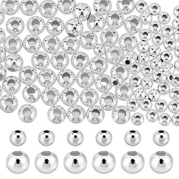 100Pcs 2 Colors 925 Sterling Silver Beads, Round, Silver, 2~3x2~2.5mm, Hole: 0.5~1mm, 50pcs/color