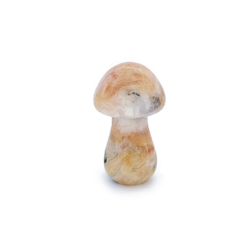 Natural Crazy Agate Healing Mushroom Figurines, Reiki Energy Stone Display Decorations, 35mm