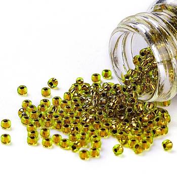 TOHO Round Seed Beads, Japanese Seed Beads, (747) Copper Lined Lime Green, 11/0, 2.2mm, Hole: 0.8mm, about 5555pcs/50g