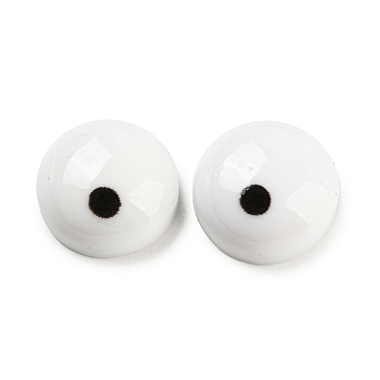 Opaque Resin Cabochons, Funny Eyes, White, 13.5x7mm