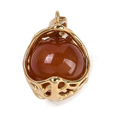 Golden Round Carnelian Pendants