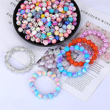 Printed Round with Flower Pattern Silicone Focal Beads(SI-JX0056A-164)-3