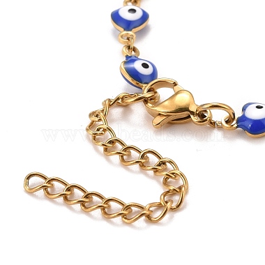 Enamel Heart with Evil Eye Link Chains Bracelet(BJEW-P271-06G-02)-3