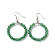 Round Natural Gemstone Beaded Ring Dangle Earrings(EJEW-G307-02P)-3
